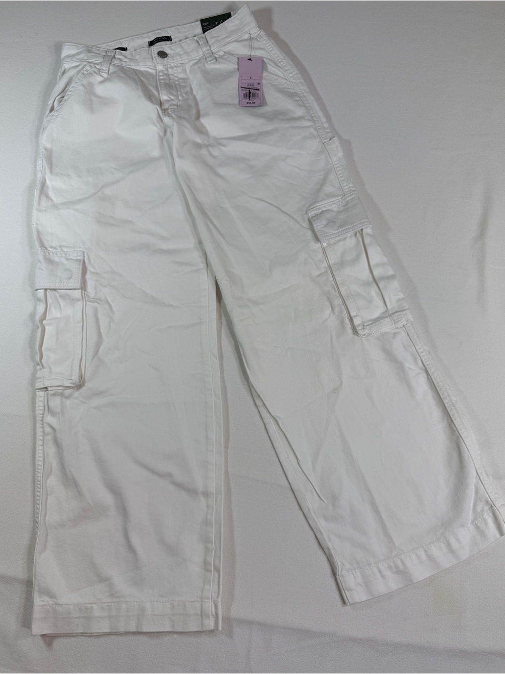 wild fable Women’s Mid-Rise Cargo Baggy Wide-Leg Jeans White Various Sizes NWT